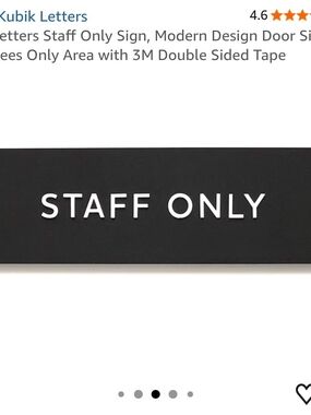 Black "STAFF ONLY" Rectangle Sign